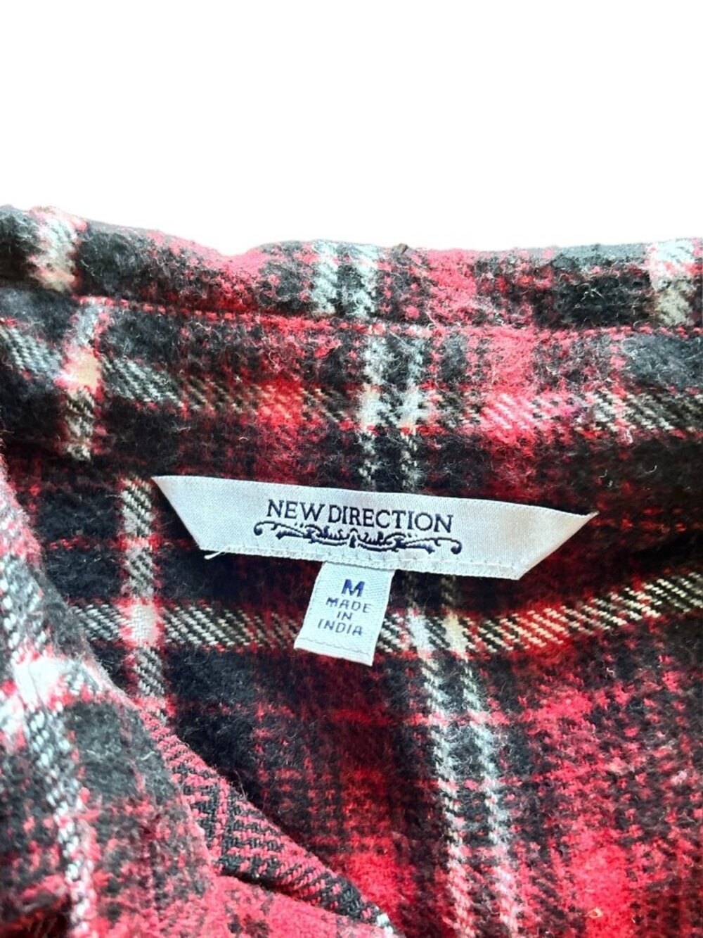 New Directions Women’s Black & Red Plaid Sweater - Picture 4 of 7